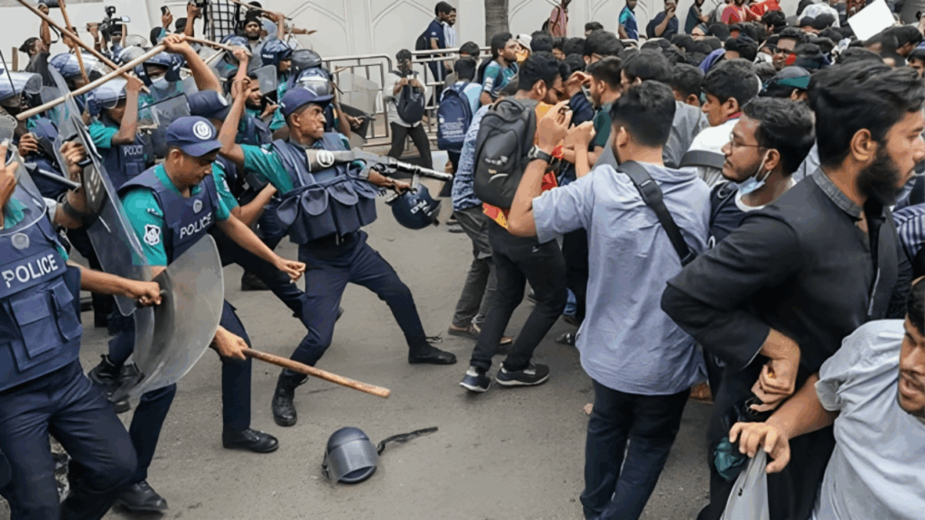 ফের ছাত্র আন্দোলনে উত্তাল বাংলাদেশ, ইউনুসের বাসভবনের পথে পুলিশের সঙ্গে সংঘর্ষ