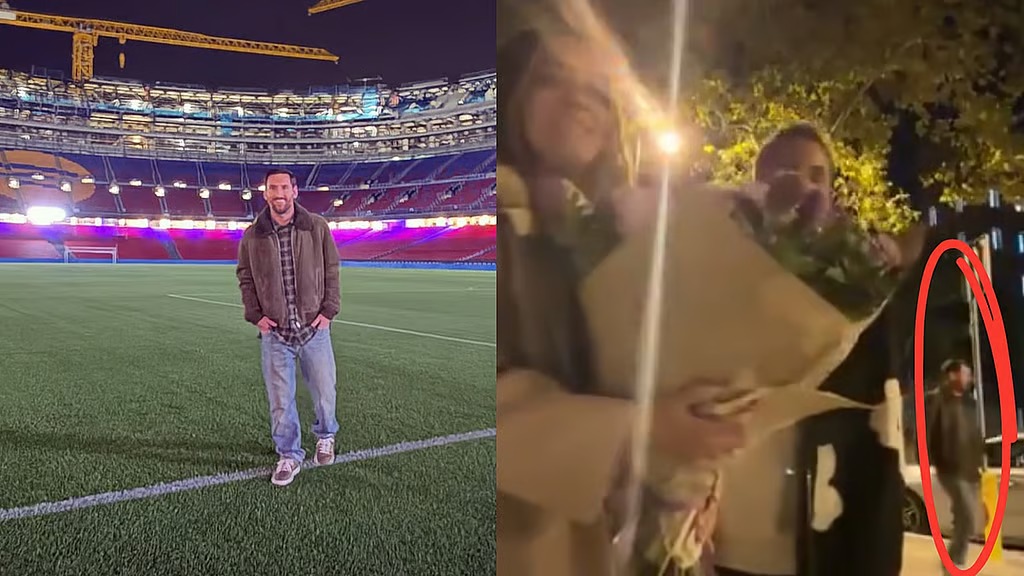 প্রেমে মগ্ন দম্পতির মাঝেই হেঁটে গেলেন মেসি! বার্সেলোনার রাস্তায় অবিশ্বাস্য মুহূর্ত ভাইরাল