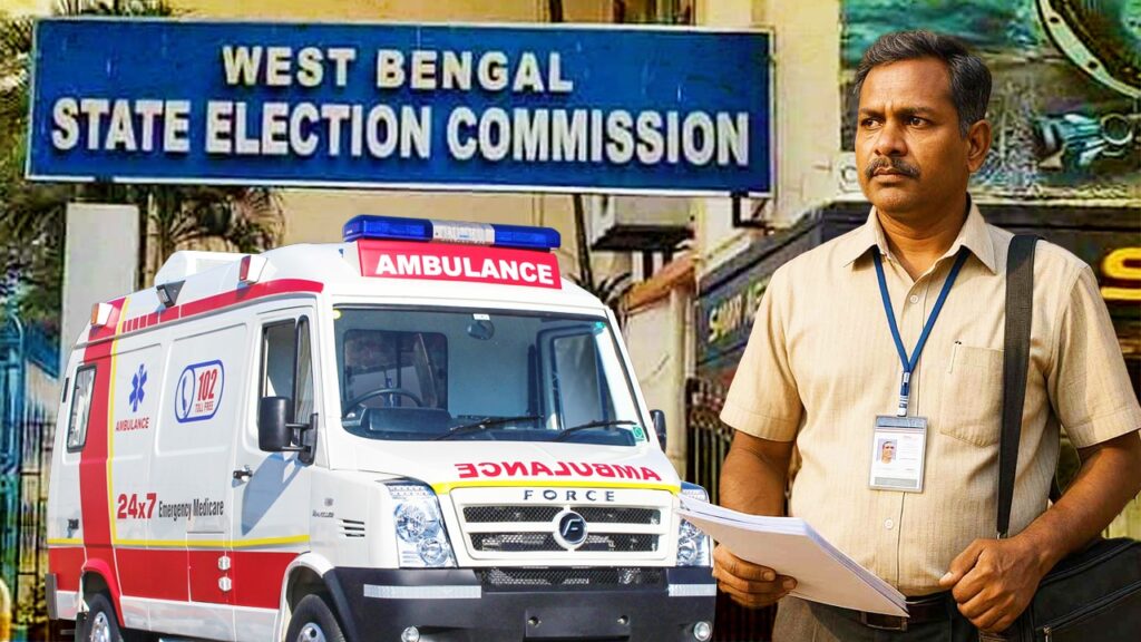 ‘ক্ষতিপূরণ চাই!’ SSKM থেকে সোজা অ্যাম্বুল্যান্সে বাবাকে নিয়ে নির্বাচন কমিশনে হাজির ছেলে